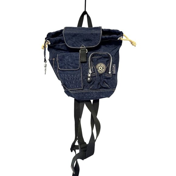 Kipling Navy Blue Nylon Small Backpack With Adjustable Straps & Multiple Pockets - Picture 2 of 5
